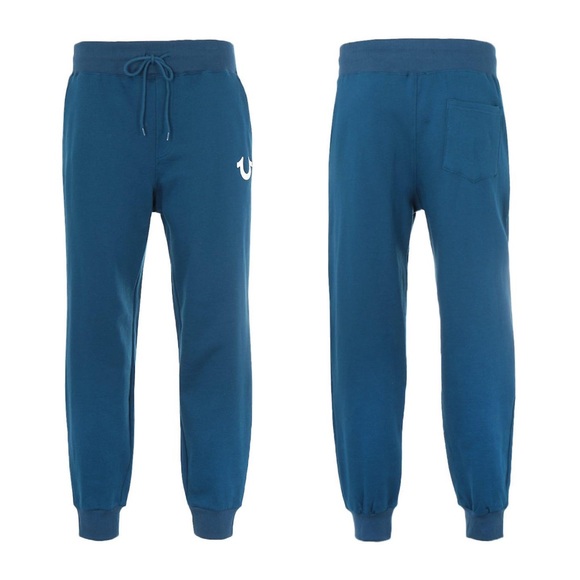 True Religion Unisex Cozy Blue Fleece Jogger Size Medium NWT - Picture 1 of 10